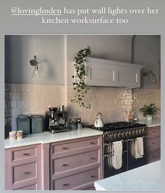 an image of a kitchen setting with text overlay that reads lovingindden has put wall lights over her kitchen work surface too