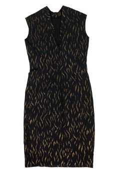 Stand out in this Jean Paul Gaultier design. Its textured fabric has gold threads that add a touch of shimmer. Its fitted silhouette is complemented by a flirty v-back. It is the perfect party dress that will leave you turning heads. Size US 4 - IT 38 Made in Italy Concealed back zipper Textured fabric w/ gold threads V-back Mesh lining Fitted silhouette Above knee Bust 32" Waist 28" Shoulder to hem 38.5" Fitted Gold Mini Dress For Gala, Gold Fitted Mini Dress For Gala, Gold Mini Dress For Formal Holiday Events, Gold Knee-length Formal Mini Dress, Gold Knee-length Mini Dress For Formal Occasions, Gold Fitted Mini Dress For Formal Occasions, Fitted Gold Mini Dress For Formal Occasions, Elegant Gold Stretch Dress, Elegant Fitted Gold Mini Dress