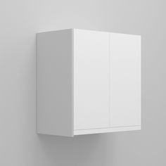 a white cabinet hanging on the wall