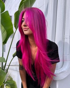 50 Magenta Hair Colors And Styles Trending In 2024 Hair Colors And Styles, Magenta Hair Colors, Bright Pink Hair, Pink Purple Hair, Long Pink Hair, Magenta Hair, Hot Pink Hair, Vivid Hair Color, Long Hair Color