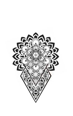 an intricate black and white design on a white background