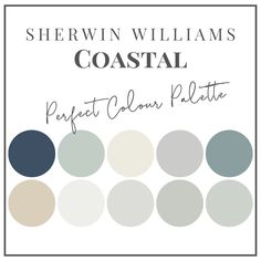 the color scheme for an ocean themed paint palette with white, blue and gray circles