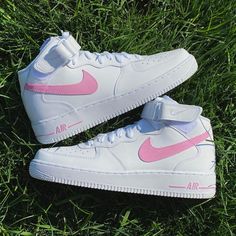 Thanks for stopping by beautiful My items are made to show positivity and uplift others Custom Baby Pink Nike Mid AF 1's Sneakers  S * I * Z * I * N * G * Please pick your size from the drop down Men's Women's Youth  If you would like a kid size, Let me know! *Please note, some women sizes are replaced with youth depending on availability* Questions about your order? I am a message away Cute White Custom Sneakers For Streetwear, Cute Pink High-top Sneakers, Cute High-top Custom Pink Sneakers, Cute White Low-top Custom Sneakers, Cute Pink High-top Custom Sneakers, Cute White High-top Custom Sneakers, Pink Custom Air Force, Nike Mid, Pink Nike Air