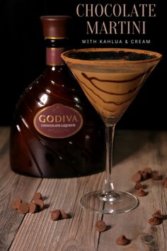 a chocolate martini with kahlua and cream garnished with chopped almonds