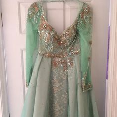 Mint With Rose Gold Embellishments. Colorful Dresses Formal, Gold Embellishment, Green Outfit, Graphic Artist, Checks, Prom, Prom Dresses, Womens Sizes, Wedding Dresses