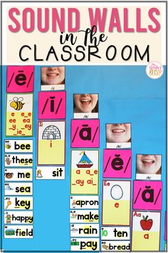 sound walls in the classroom with pictures and words