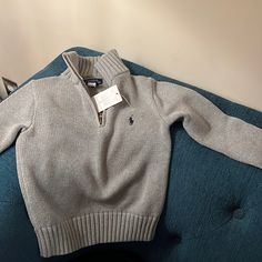 Gray Quarter Zip Brand New With Tags Questions? Leave A Comment Below! Polo Zip Up Sweater Outfit, Fitted Sweater For Fall, Polo Quarter Zip Outfit, Quarter Zip Outfit, Cloth Pieces, Ralph Lauren Half Zip, Christmas Lists, Polo Quarter Zip, Ralph Lauren Vest