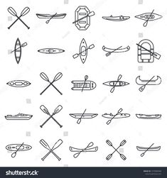 various types of kayaks and paddles in black and white stock photo edit now