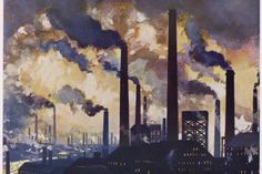 size: 12x8in Photographic Print: Industrial Smoke from the Factories of Sheffield Yorkshire : Indigenous Illustration, Industrial Artwork, Revolution Art, Industrial Paintings, Industrial Art, Industrial Revolution, Cool Ideas, Watercolor Drawing, Gallery Frame