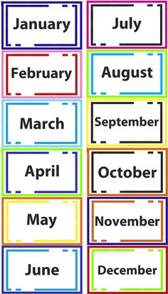 months of the year poster with different colors