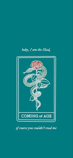 the cover for baby i am the snake coming of age, with a red rose on it