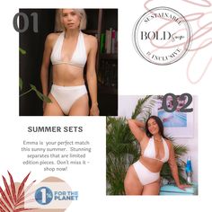 Two women one plus size and one small size in matching white two piece bikini Full Coverage Padded Swimwear For Summer, Bra Friendly 4-way Stretch Swimwear For Summer, Full Coverage Swimwear With Removable Bra Pads For Summer, Sustainable Swimwear, Summer Set, Swim Fashion, String Bikinis, Perfect Match, Swimming