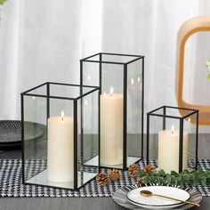 PRICES MAY VARY. 【Simple and Stylish Design】-The large glass hurricane candle holder is made of made of black metal frame and transparent glass, the combination of gold and white makes the hurricane look more simple and stylish. 【Sets of 3 Pieces, 1 Large + 1 Medium+1 Size】-Including 3 sets glass candle holder, LARGE SIZE: 10.6 x 5.1 x 5.1 inches, MEDIUM SIZE: 9 x 5.9 x 5.9 inches,SMALL SIZE:5.9 x 3.9 x 3.9. The combination of two sizes, a perfect match, suitable for candles of different sizes. Large Glass Candle Holders, Black Candle Holder, Farmhouse Candle Holders, Lantern Candle Holder, Black Candle Holders, Electronic Candles, Lantern Candle, Black Candle, Large Candle Holders