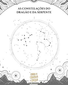 the zodiac sign as constellations do draga e da serpentte, with mountains in the background