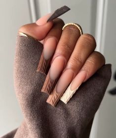 Short Coffin, Sweater Nails, Fall Acrylic Nails, Fall Nail Art, Brown Nails, Fall Nail Designs