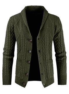 PRICES MAY VARY. Warm and Comfortable: This Mens Cable Knitted Sweater is made of high-quality knitted material, which is soft, warm, and skin friendly. Keep you comfortable while wearing, while also durable and not prone to pilling or deformation. Classic Fashion: This Mens Cardigan Sweaters with Buttons features a classic button closure design, long sleeves, single breasted, shawl collar, and slim fit cut. The cable knit texture and versatile cross pattern add a touch of fashion and delicacy t Mens Shawl Collar Cardigan, Mens Cable Knit Sweater, Mens Cardigan Sweater, Cable Knit Sweater Cardigan, Shawl Collar Cardigan, Sweatshirt Fabric, Collar Cardigan, Mens Cardigan, Cable Knit Cardigan