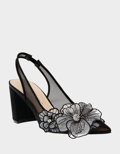 PETRA BLACK Slingback Heel | Women's Heels – Betsey Johnson Black Slingback Heels, Mesh Heels, Dressy Shoes, Betsey Johnson Shoes, Floral Shoes, Women's Heels, Slingback Heel, Dark Floral, Black Pumps