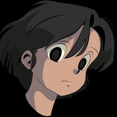 an anime character with black hair and big eyes