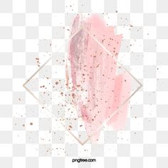 pink paint splattered on a white background with a gold geometric frame in the middle