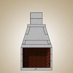 a drawing of a brick oven with the door open to show it's chimney