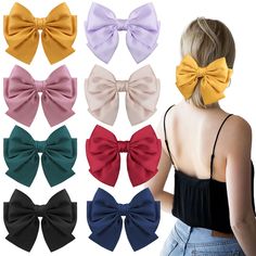 PRICES MAY VARY. 💗【HIGH QUALITY FABRIC】- Our large hair clip bows fabric is made of high quality fine satin silk, the fabric is soft and smooth without burrs. Metal bobby pins are attached to the back of the hair bow. The bow hairpin is sturdy and durable. 💗【PRODUCT SIZE】- Our big hair bows length is about 7 inches. The length of the clip is about 4 inches. large hair bows for girls is a great size to wear on the hair, satin hair bow clips is suitable for girls and women, satin ribbon bows wil Hair Bows For Women, Big Hair Bows, Large Hair Bows, Girls Holiday Dresses, Bow Hairstyle, Satin Ribbon Bow, Girls Dress Up, Hair Accessories Clips, Ribbon Hair Bows