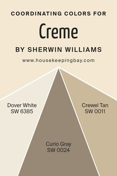 the color scheme for cream and brown is shown in three different colors, including white, gray