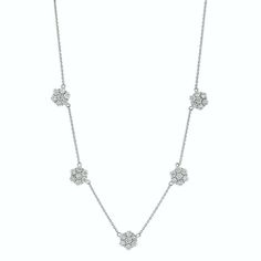 3.00 Carat Diamond Necklace G Si 14k White Gold 100% Natural Diamonds, Not Enhanced In Any Way Round Cut Diamond By The Yard Necklace 3.01ct G-H Si 14k White Gold, Pave Style 4.60 Gram 5/16 Inches In Height 35 Stones N5212-3w All Our Items Are Available To Be Ordered In 14k White, Rose Or Yellow Gold Upon Request. All Chains Of Pendants And Necklaces Can Be Requested In 16'' Or 18'' Length. . This Item Is Proudly Handcrafted In The Usa. Perfect Gift On Any Occasion. Fine Jewelry Platinum Flower Shaped Jewelry, Fine Jewelry Diamond Cut Flower Necklace, Elegant Flower-shaped Platinum Jewelry, Elegant Platinum Flower Jewelry, Formal Diamond Flower Shaped Jewelry, Classic Jewelry With Brilliant Cut In Flower Shape, Classic Flower Shaped Jewelry With Single Cut Diamonds, Classic Flower-shaped Jewelry With Single Cut Diamonds, Diamond White Flower Shaped Platinum Jewelry