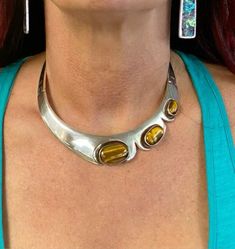 necklace inspo Vintage Modernist Jewelry, Contemporary Jewellery Necklace, Thrift Style, Vintage Thrift, Dope Jewelry, Funky Jewelry, Jewelry Lookbook, Tigers Eye, Tiger's Eye