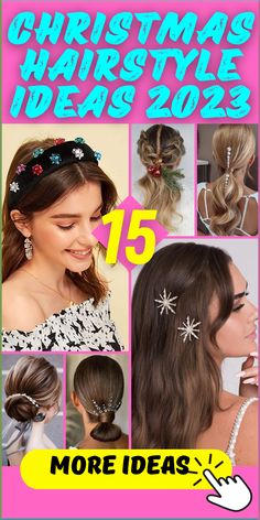 Effortless DIY Christmas Hairstyles for 2023: Discover easy and simple DIY Christmas hairstyles for 2023 that anyone can master. Whether you have curly hair or straight locks, short hair or long hair, these step-by-step tutorials will guide you through the process. Perfect for women preparing for holiday festivities, school events, or simply adding a touch of creativity to your everyday look. Get ready to impress with these fabulous holiday hairstyles. Hair For Christmas, Holiday Hairstyles Easy, Holiday Party Hair, Hairstyles For 2023, Hair Color Mahogany, Diy Holiday Party, Braided Crown Hairstyles, Company Christmas Party, Simple Ponytails