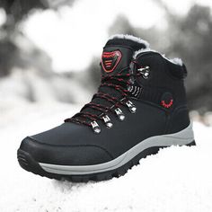 Great shopping ideas for Men's Winter Warm Waterproof Snow Fur Boots Hiking Outdoor Leather Work Shoes, Mens Boots Mens Winter Shoes, Ankle Snow Boots, Mens Winter Boots, Waterproof Winter Boots, Mens Snow Boots, Mens Leather Boots, Outdoor Boots, Winter Sneakers, Casual Sport Shoes