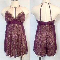 Gorgeous Gothic Babydoll Halter Nightie By Cinema Etoile Seductivewear Nylon Polyester Mulberry Purple Dark Red Maroon Sheer Illusion Micro Mesh Net Choker Collar Neckline Adjustable Straps Floral Lace Gothic Vampire Cosplay Fit And Flare Sheer Lace Skirt Satin Ribbon Underbust Excellent! Nwot Size Medium Love Lingerie? More Unique Pieces Available... Listing New Items Weekly! Y2k Short Nightgown Negligee Teddy Bachelorette Costume Sleepwear Pajama Sets Ballerina Skater Angel Fairy Costume Purple Lace Fitted Sleepwear, Fitted Purple Lace Sleepwear, Purple Lace Sleepwear With Lace Trim, Fitted Lace Trim Backless Sleepwear, Fitted Purple Coquette Sleepwear, Short Nighty Night Dress, Gothic Pajamas, Bachelorette Costume, Halter Slip Dress