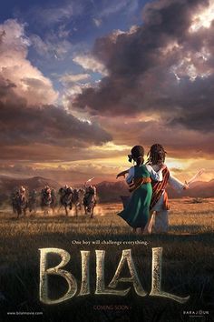 a movie poster for the film biaf featuring two people walking through a field with horses in the background