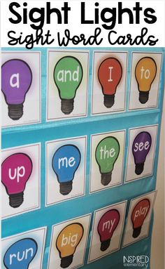 sight lights sight word cards with pictures on them