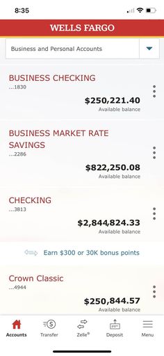 an iphone screenshot shows the pricing for wells - fargo's business and personal accounts