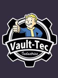 the logo for vault - tec industrials with a man holding a wrench