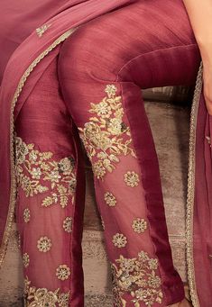 Embroidered Georgette Abaya Style Suit in Old Rose Long Pink Embroidered Sets, Long Pink Embroidered Set, Pink Sets With Intricate Embroidery, Long Pink Sets With Intricate Embroidery, Pink Long Sets With Intricate Embroidery, Long Embroidered Pink Salwar Kameez, Pink Long Churidar With Resham Embroidery, Floor-length Pink Salwar Kameez With Floral Embroidery, Pink Floor-length Salwar Kameez With Floral Embroidery