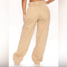 Petite 29" Inseam Wide Leg Carpenter Jean Non Stretch Denim Functional Utility Pockets Elastic Waistband 11.75" High Rise Beige High Rise Cargo Jeans, Trendy Beige Cotton Cargo Jeans, High Rise Beige Cotton Cargo Jeans, Beige High Rise Cotton Cargo Jeans, Trendy High Waist Beige Cargo Jeans, Casual Beige Cargo Jeans For Fall, Beige Casual Cargo Jeans For Fall, Trendy Beige Mid-rise Cargo Jeans, Casual Beige Cargo Style Jeans