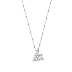 LOUIS VUITTON® - Lv Volt One Pendant - Grey Gray Jewelry, White Gold Set, Louis Vuitton Official, Brilliant Diamond, Gold Set, Pave Diamonds, V Shape, Jewelry Collection, Initials