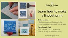 the instructions for how to make a linocut print with pictures and text on it