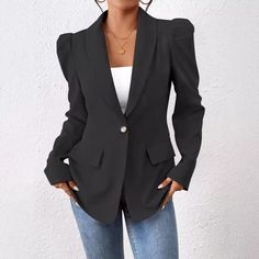 This fall blazer combines a fitted design with long sleeves, offering a fashionable and professional look. Perfect for business settings or dressing up your casual outfits, it provides a sleek, modern silhouette that enhances your fall wardrobe with sophistication. Commuter Style, Fall Blazer, Fitted Long Sleeve, Fall Fit, Women Business, Sleeve Women, Coral Red, Spring Outfits Women, Pocket Top