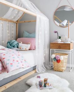 awesome Extremely Wonderful Cute Bedroom Ideas for Girls - Stylendesigns.com! Childrens Bedroom, Bed Canopy, Floor Bed, Toddler Bedrooms, House Beds, Canopy Bed