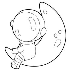 a cartoon baby sitting on the moon