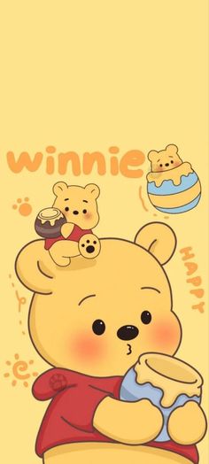 a cartoon bear holding a baby in his arms with the word winning above it and two smaller bears on top of him