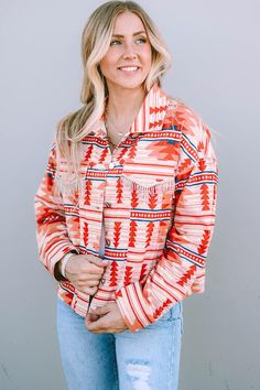 This strawberry-hued geometric button jacket will be the talk of the town! You'll be turning heads with this cozy and bold layer, commanding attention while still staying comfortable. Make a statement and strut your stuff - it's time to show off your style! Features: Pocketed Thickness: Normal Material composition: 100% polyester Care instructions: Machine wash cold. Tumble dry low. Imported Product measurements: S：front length 22 in, shoulder 23.2 in, bust 43.7 in, sleeve length 19.7 in M：front Lisa Fischer, Dress Purse, Romper And Jacket, Fiery Red, Corduroy Jacket, Aztec Print, Coat Dress, Shoulder Sleeve, Outerwear Jackets