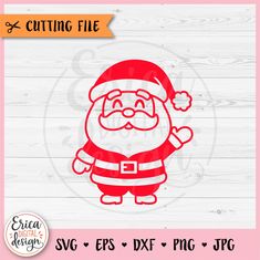 santa claus svg cut file is shown on a wooden background with the text cutting file