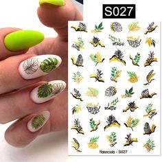 3D Nail Art Sticker Nail Art Decals Nail Designs Self-Adhesive Leaves Marble US/ Nail Water Decals, Snowflake Nail Art, Black And White Leaves, Nail Stickers Decals, Lines On Nails, Fake Nails With Glue, Line Flower, Snowflake Nails