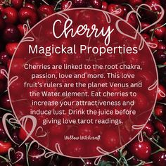 Willow Witchcraft Cherry Magical Properties, Witchy Ingredients, Cleaning Energy, Apple Meaning, Magickal Correspondences, Herbs For Protection, Herbal Witch, Food Magic, Kitchen Witch Recipes