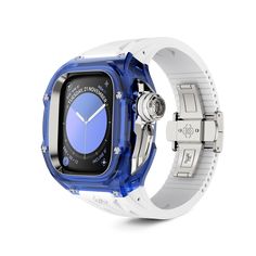 ADVENTURE AWAITS Experience the pinnacle of craftsmanship with the Racing Sport Transparent Edition, designed exclusively for Apple Watch Ultra 1 & 2. Our master artisans have meticulously created a transparent blue case crafted from advanced nylon, accentuated with titanium details, and paired with a specialized high-density translucent FKM rubber strap. Each RS-Transparent case is a testament to precision engineering, featuring over 50 individually designed components to ensure a flawless fit Luxury Wear-resistant Watches As Gift, Modern Blue Rectangular Watch Accessories, Luxury Wear-resistant Watch For Gift, Luxury Elegant Blue Watch Bands, Modern Blue Watch With Bracelet Strap, Luxury Blue Watch Bands With Bracelet Strap, Luxury Blue Watch With Bracelet Strap, Modern Blue Wear-resistant Watch Accessories, Luxury Blue Bracelet Strap Watch Bands