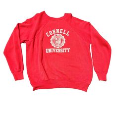 Vintage Cornell University Crew Neck Sweatshirt Red Xl Longsleeve. Sweatshirt Is In Very Good Preowned Condition. Velva Sheen Made In Cincinnati Ohio Tag Size Extra Large. Please Review Close Up Pictures, The Item Pictured Is The Item You Will Receive. Feel Free To Contact Me With Any Questions You May Have. Thanks! Measures: -21.5" Pit To Pit -25.5" Top To Bottom University Red Collegiate Top For Fall, Collegiate University Red Tops For Fall, Red Crew Neck Top For College, Red Crew Neck Sweatshirt With Relaxed Fit, Red Relaxed Fit Crew Sweatshirt, Red Collegiate Long Sleeve T-shirt, Collegiate Long Sleeve Red T-shirt, University Red Tops For Fall, Red Long Sleeve Collegiate T-shirt