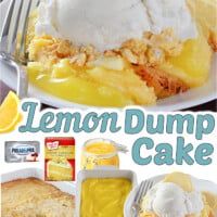 the lemon dump cake is ready to be eaten